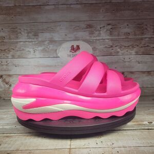 Crocs Mega Crush Triple Strap Women Size 9 Pink Platform Sandals